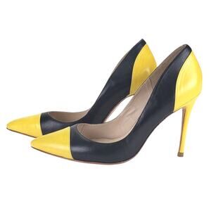LYDIA TALAVERA THE SAVANNAH PUMP IN YELLOW & BLACK LEATHER WOMENS SIZE 8 NO BOX